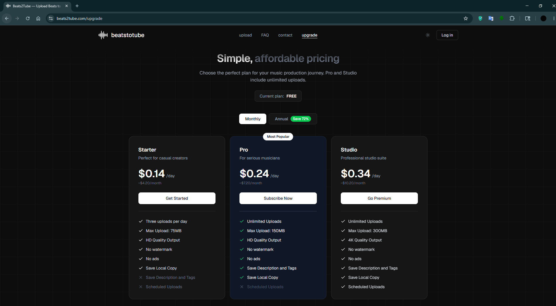 Pricing Page