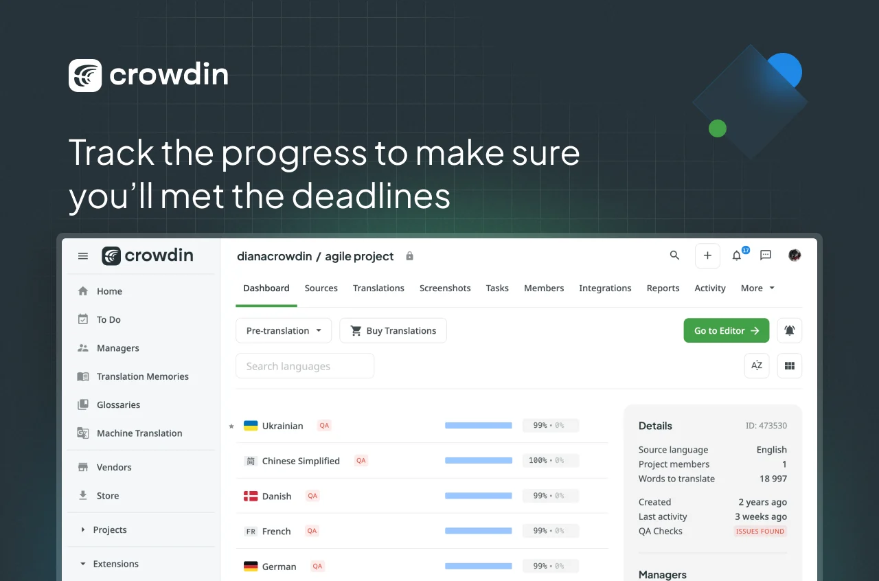 Crowdin Project View