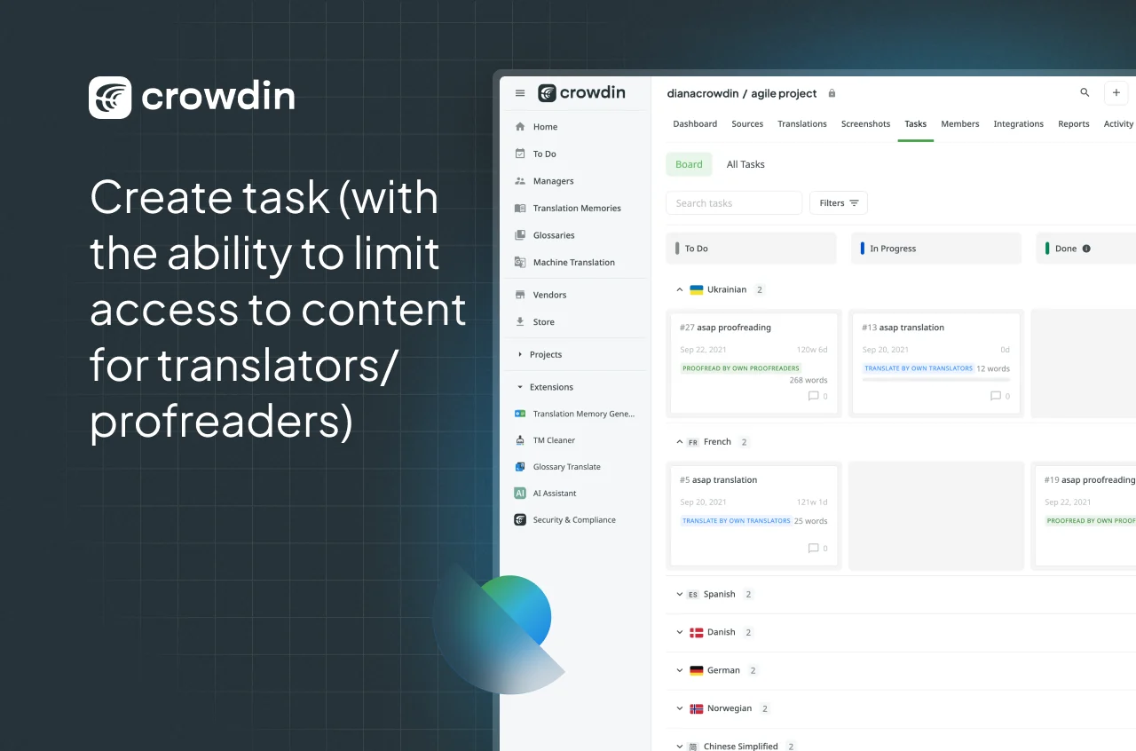 Crowdin Tasks View