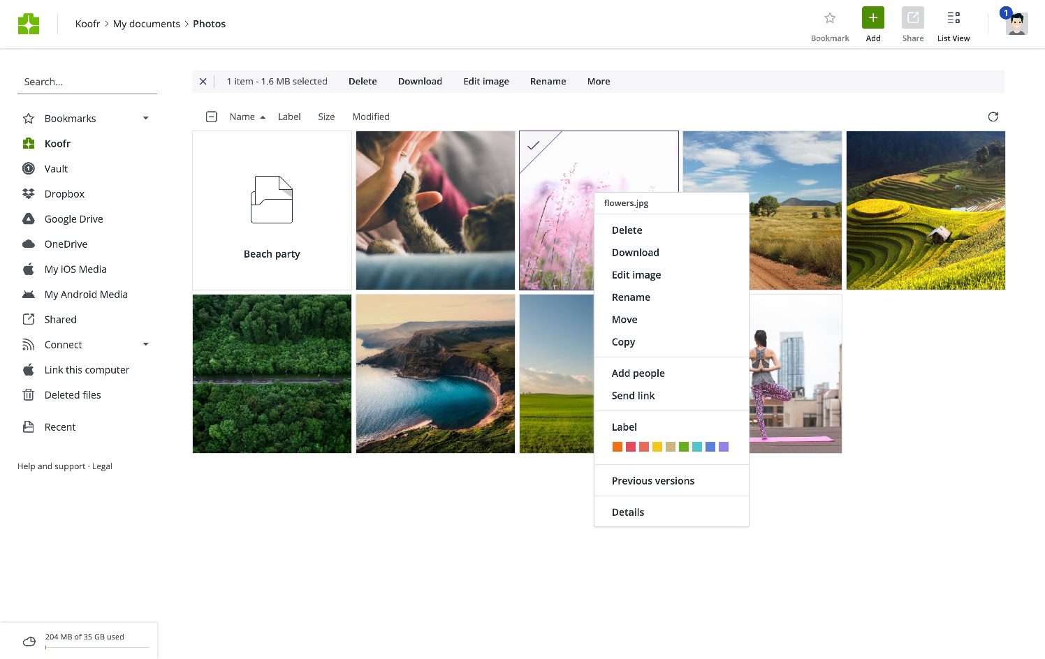 Koofr web app
