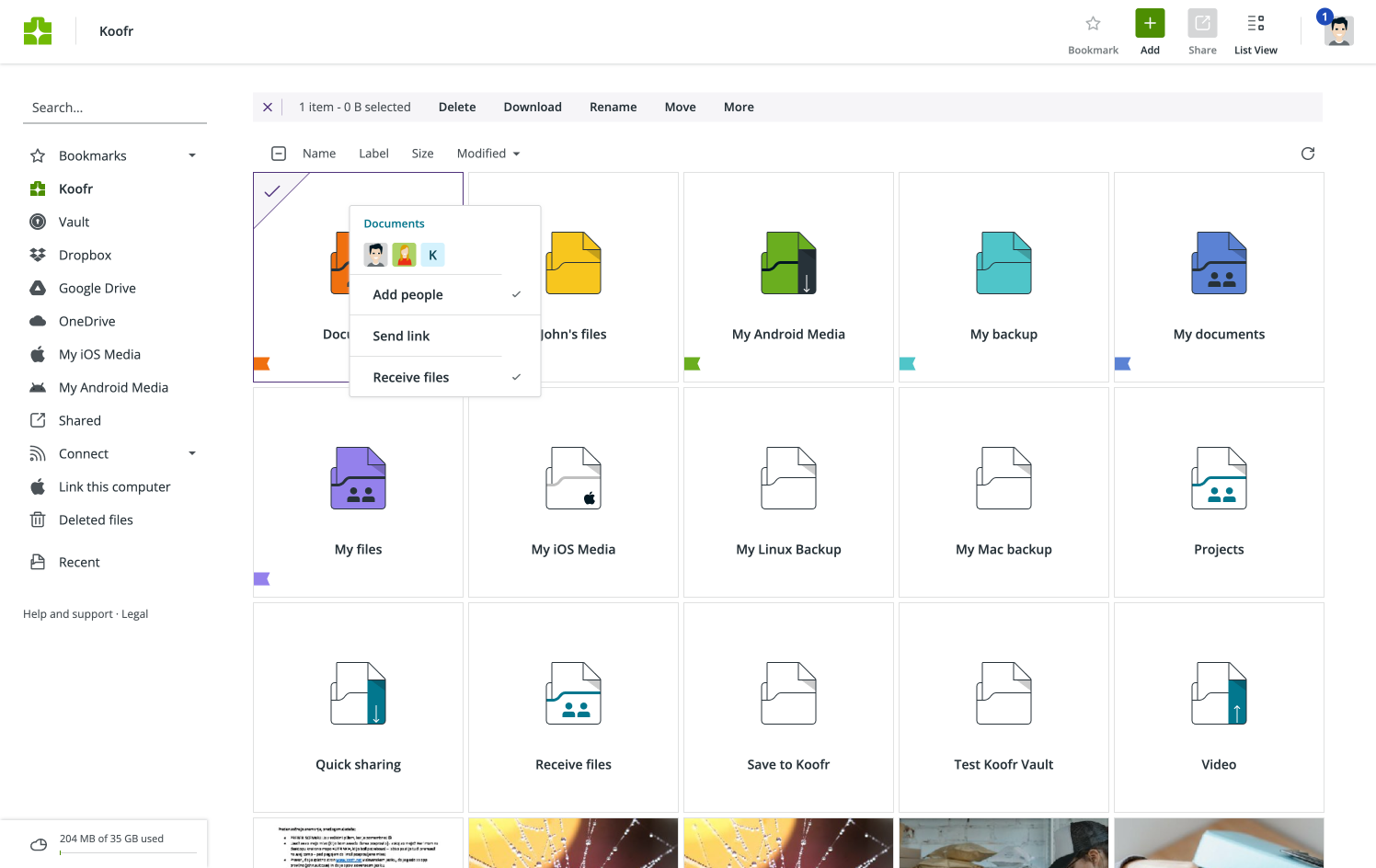 Koofr web app